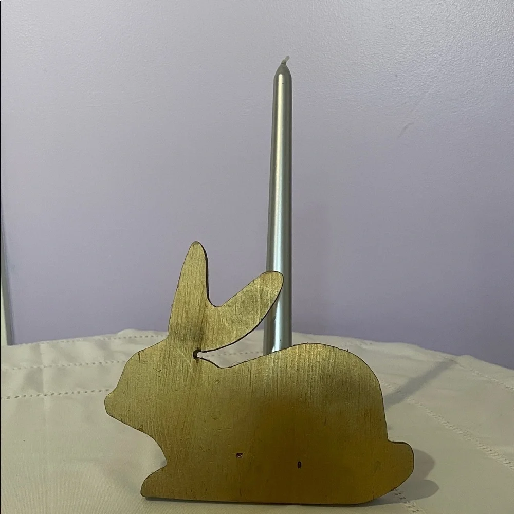 Gold Wooden Bunny Decor- candle holder